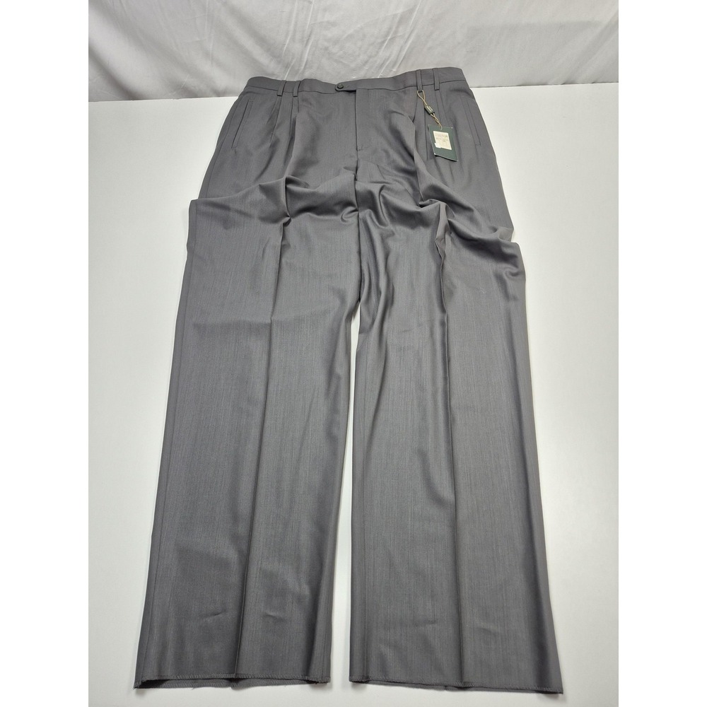 Zanieri Dress Pants Mens 44x36 Gray Wool Pleated Straight Classic Italy NWT
